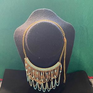 Gold and blue necklace, beautiful hanging decor